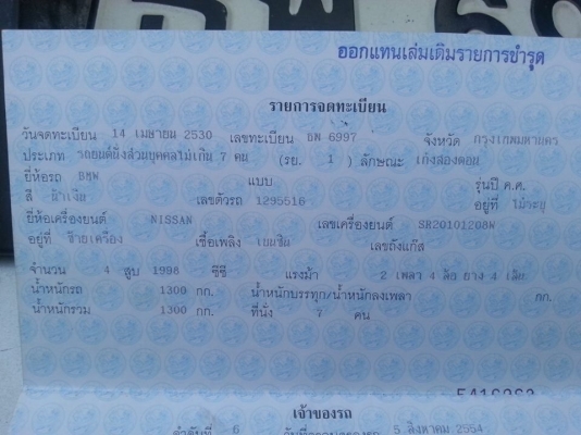 ขายทะเบียนbmw e30 เอกสารครบ ปี55 พร้อมโอน ราคา10000บาทโทร0875077464โส กทม