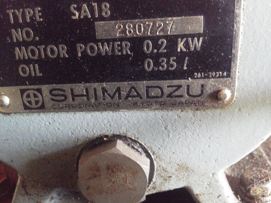 เครื่องแว็คคั่ม โรตารี่ VACUUM ของญี่ปุ่นแท้ ยี่ห้อ SHIMADZU พร้อมใช้งาน เครื่องแว็คคั่ม โรตารี่ VACUUM ของญี่ปุ่นแท้ ยี่ห้อ SHIMADZU พร้อมใช้งาน