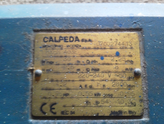 ปั็มน้ำสแตนเลส CALPEDA ของอิตาลี ขนาด 1แรงม้า 1 นิ้ว อัตราการไหลอยูที่ 8000 ลิตร / ชั่วโมง ส่งขึ้นสูงได้ 9 ม. ปั็มน้ำสแตนเลส CALPEDA ของอิตาลี ขนาด 1แรงม้า 1 นิ้ว อัตราการไหลอยูที่ 8000 ลิตร / ชั่วโมง ส่งขึ้นสูงได้ 9 ม.