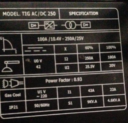 เครื่องเชื่อมอาร์กอน TIG AC/DC-250 สภาพดีเกือบใหม่ ใช้งานน้อย เครื่องเชื่อมอาร์กอน TIG AC/DC-250 สภาพดีเกือบใหม่ ใช้งานน้อย