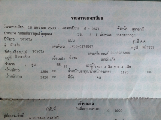 ขาย TOYOTA HERO 2.45D จดทะเบียนปี 33 มีวัดรอบ 2 ไมล์ คัสซีสวย เครื่องแน่น มีคอมแอร์ ล้อแม็กยางเต็ม ลอนกระบะยังสวยอยู่ มีคอกเหล็กให้ด้วย ทะบียนพร้อมโอนครับ ราคาคุยกันได้