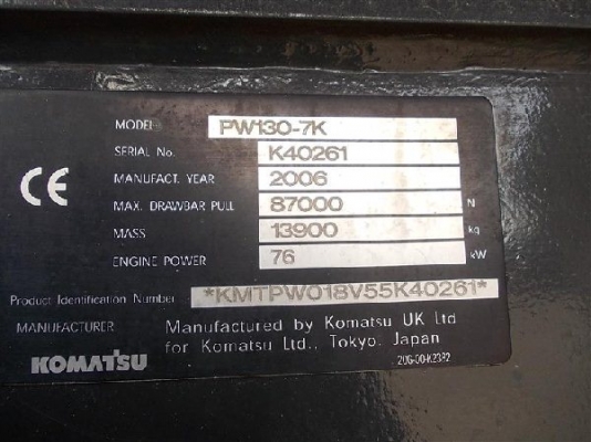 รถขุด Komatsu PW130-7#K40261 11,306ชม. นำเข้าเองจากญี่ปุ่นค่ะ