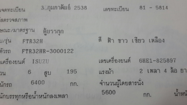 ขาย6ล้ออีซซุ ร๊อคกี้ FTR เครื่อง6HE1 195แรงม้า เบรคจิฟฟี่ พวง มาลัยพาวเวอร์ ตู้แห้งแสตนเลส ยาว5เมตร สภาพรถดีมาก พร้อมใช้สุดๆ รถออกห้างแท้ๆ ขาย6ล้ออีซซุ ร๊อคกี้ FTR เครื่อง6HE1 195แรงม้า เบรคจิฟฟี่ พวง มาลัยพาวเวอร์ ตู้แห้งแสตนเลส ยาว5เมตร สภาพรถดีมาก พร้อมใช้สุดๆ รถออกห้างแท้ๆ