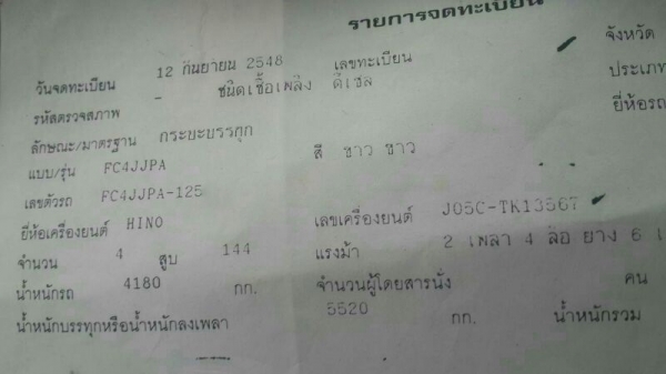 รถฮีโน่ 6 ล้อ ( ไม่ดั้ม )  150 แรงม้า. ปี 48  สนใจติดต่อ 081 - 6079515