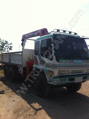 รถบรรทุก 10 ล้อติดเครน 5 ตัน ยี่ห้อ ISUZU รุ่น DEGA 195 แรงม้า//ติดต่อเจ้าของโดยตรงคุณวิทยา โทร.089-205-4629