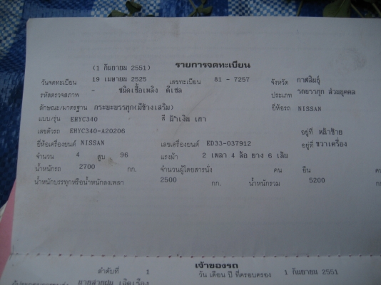 ตู้สีข้าว 6ฟุต  พร้อมรถ นิสัน 100 แรง  ทะเบียนเต็มราคา 13500 บาท