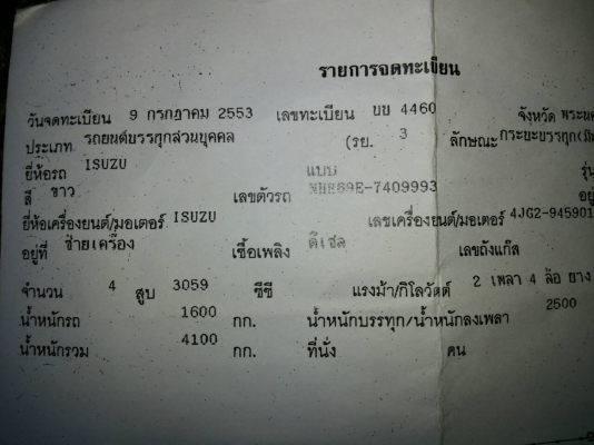 รถบรรทุก 4 ล้อISUZU NHR  ปี 53 ราคา 290,000 บ.