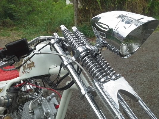 ขาย รถยิงเฟรมสปิงเกอร์หน้ายาว เครื่องVirago 400cc.สภาพสวยครับ