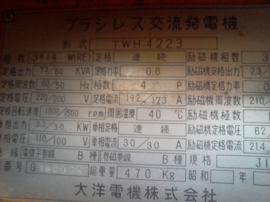 ขายเครื่องปั่นไฟนำเข้าเพิ่งมาถึงสภาพเดิม