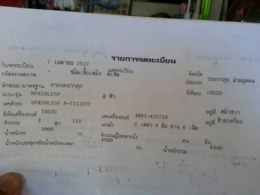 รถอีซูซุ 6 ล้อ รั้ว 115 แรงม้า. ปี 37  สนใจติดต่อ 081 - 6079515