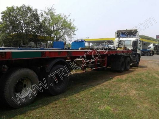 รถบรรทุก 10 ล้อหัวลาก พร้อมหางเทนเลอร์พื้นเรียบ ยี่ห้อ HINO รุ่น FM2PKPA