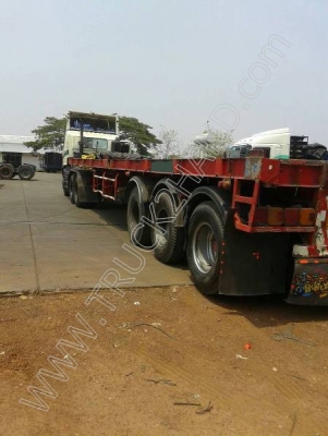 รถบรรทุก 10 ล้อหัวลาก พร้อมหางเทนเลอร์พื้นเรียบ ยี่ห้อ HINO รุ่น FM2PKPA