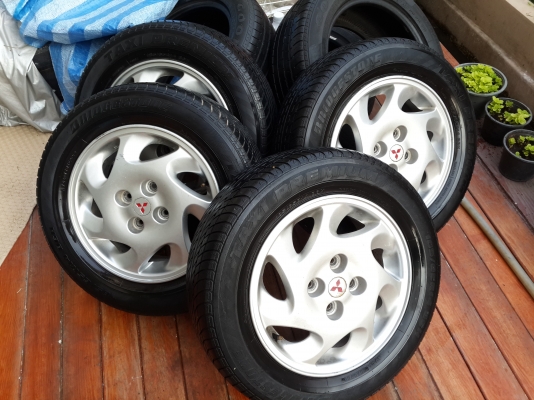 ยางขอบ14 พร้อมแม็กเดิมติดรถ(มิตซูบิชิท้ายเบนซ์)ดอกหนา