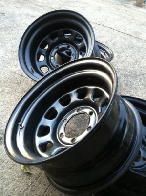 ขายกะทะเหล็กลาย Rock ขอบ16" x 8" ออฟลบ -30  ใส่ 6รู /139.7