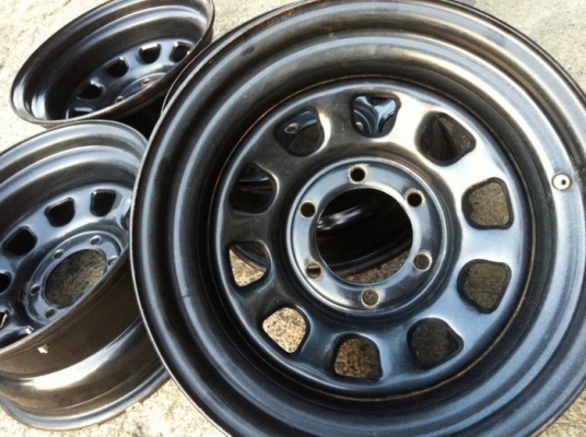 ขายกะทะเหล็กลาย Rock ขอบ16" x 8" ออฟลบ -30  ใส่ 6รู /139.7