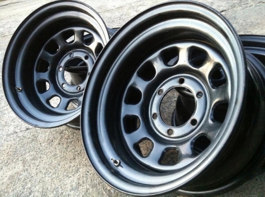 ขายกะทะเหล็กลาย Rock ขอบ16" x 8" ออฟลบ -30  ใส่ 6รู /139.7