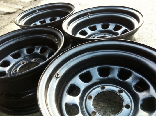 ขายกะทะเหล็กลาย Rock ขอบ16" x 8" ออฟลบ -30  ใส่ 6รู /139.7