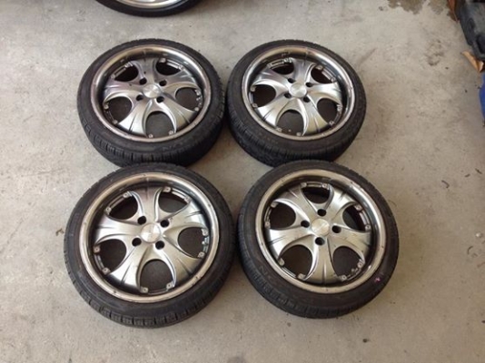 : ขายล้อขอบ 15x5ครึ่ง 4/100 พร้อมยางดึงแนวยุ่น 165/45/15