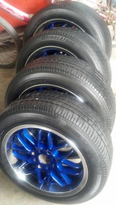 เม็กเลนโซ่ขอบ 16 พร้อมยางบริดสโตน 4 รู 100 เม็กเลนโซ่ขอบ 16 พร้อมยางบริดสโตน 4 รู 100