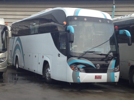 รถบัส 12ม. DIESEL แชสซีนำเข้า ต่อบ้านโป่งและเชิดชัย เบรคแห้ง รีทาดเดอร์