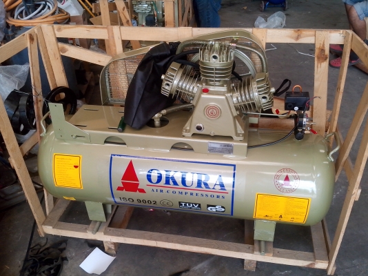 ขายปั๊มลมOKURA 2HP 150 ลิตร พร้อมวิน สายพาน ไม่รวมมอเตอร์