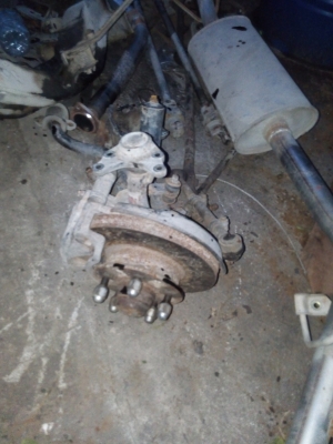 คานหลังไมตี้ พร้อมแหนบ และล้อ ดุมล้อหน้า ดิสเบรค ผ้าเบรคใหม่ หน้าหลัง