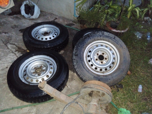 คานหลังไมตี้ พร้อมแหนบ และล้อ ดุมล้อหน้า ดิสเบรค ผ้าเบรคใหม่ หน้าหลัง