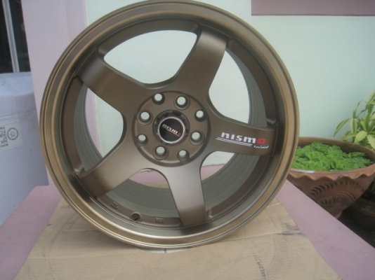 ขายล้อแม็กใหม่ Nismo 15"x8" et25 4รู100/114.3 สีน้ำตาลไหม้ก้านยิงทรายขอบชา  สนใจติดต่อเล็กคลองสามครับ 081-3747940