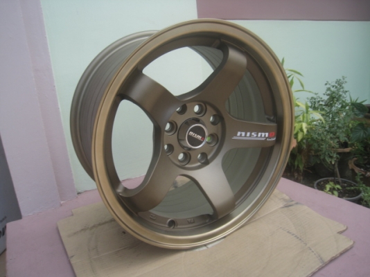 ขายล้อแม็กใหม่ Nismo 15"x8" et25 4รู100/114.3 สีน้ำตาลไหม้ก้านยิงทรายขอบชา  สนใจติดต่อเล็กคลองสามครับ 081-3747940