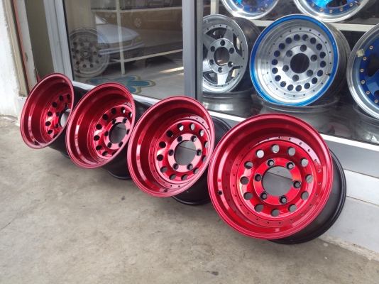 ขายล้อหยดน้ำ 15x8.5 ออฟ-27 6/139.7 ออฟลึก 4 นิ้ว สีแดงแก้ว แหล่มๆ