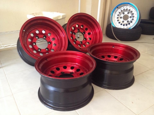 ขายล้อหยดน้ำ 15x8.5 ออฟ-27 6/139.7 ออฟลึก 4 นิ้ว สีแดงแก้ว แหล่มๆ