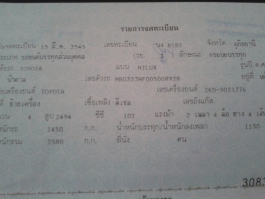 ขาย TIGER D4D ABSAIRBAG ปี 2002 รถบ้านเจ้าของขายเองว พร้อมใช้