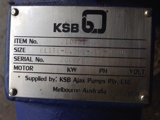 ขายหัวปั้มน้ำหอยโข่ง KSB made in Australia ใบพัดทองเหลือง แกนเพลาสแตนเลส ขนาด เข้า 3 นิ้ว ออก 2.5 นิ้ว ของใหม่ ไม่เคยใช้งาน มีหลายตัวครับ