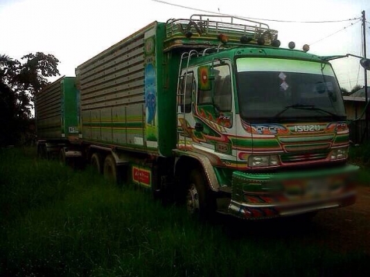 ขายรถพ่วงดัมพ์ Isuzu Deca เครื่อง 320 แรง รถปี 2549 กระบะดัมพ์แม่ลูกสหกิจ ลูก 3 เพลา