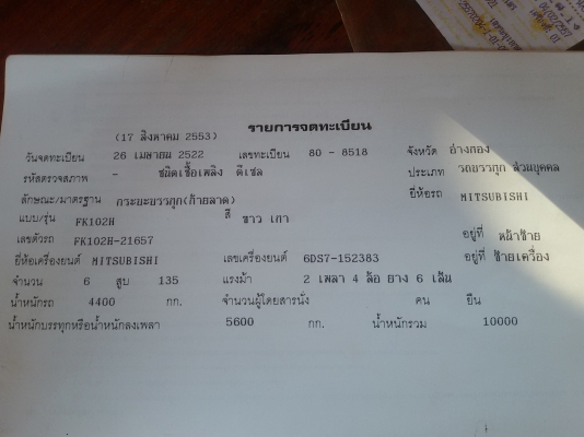ขายรถ MITSUBISHI FK102H พื้นเทนเลอร์