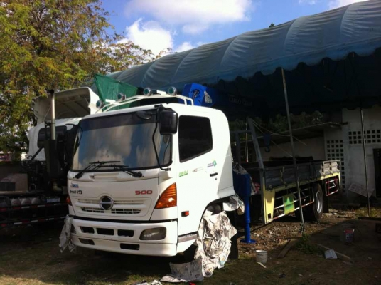 ขายรถบรรทุก6ล้อติดเครน 5ตัน4ปอก3ชัก  HINO MEGA ปี49 เครน TADANO Z504 รถวิ่งน้อยมาก ไม่ถึง4หมื่นกิโลเมตร