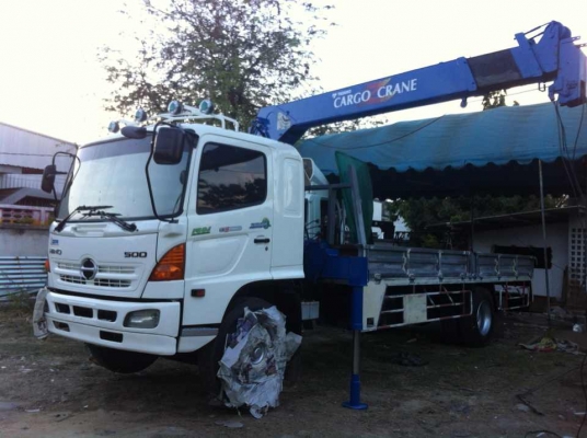 ขายรถบรรทุก6ล้อติดเครน 5ตัน4ปอก3ชัก  HINO MEGA ปี49 เครน TADANO Z504 รถวิ่งน้อยมาก ไม่ถึง4หมื่นกิโลเมตร