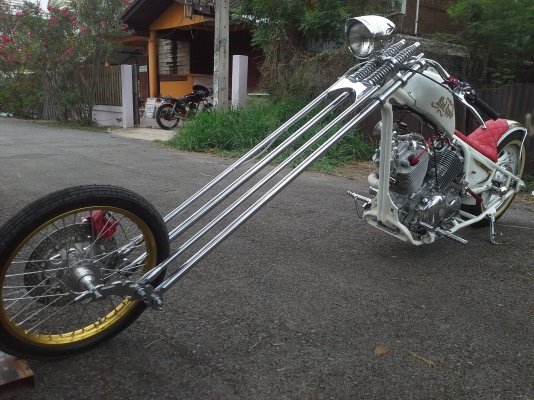 ขาย รถยิงเฟรมสปิงเกอร์หน้ายาว เครื่องVirago 400cc.สภาพสวยครับ