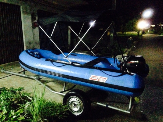ขายเรือยางท้องไฟเบอ 3.30+เครื่อง15พร้อมเทเลอ