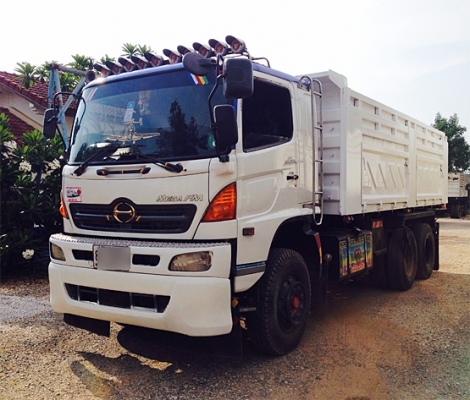 ขายรถพ่วง 22 ล้อ HINO MEGA 320 ยูโร2 แม่ลูกดัมพ์สามมิตร ลูก 3 เพลาแท้ เครื่องเดิม เกียร์เดิม