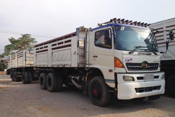 ขายรถพ่วง 22 ล้อ HINO MEGA 320 ยูโร2 แม่ลูกดัมพ์สามมิตร ลูก 3 เพลาแท้ เครื่องเดิม เกียร์เดิม