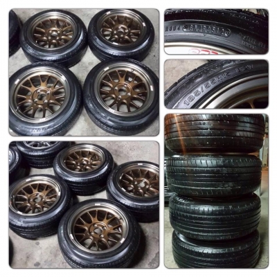 ขายล้อแม็กมือ2 BBS BF1ขอบ15 กว้าง 8 4รู100+ยางปี12 ราคา 12,300 บาท