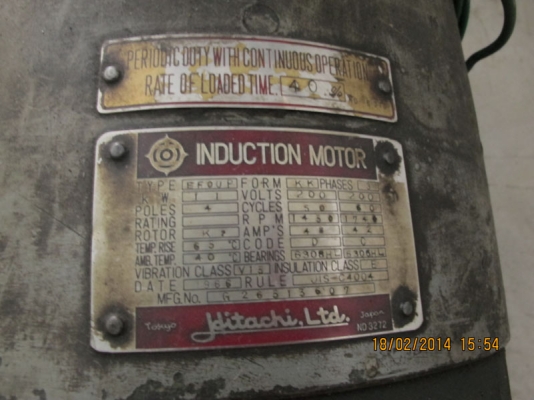 ขายมอเตอร์hitachi10รง 15แรงไฟ3เฟส