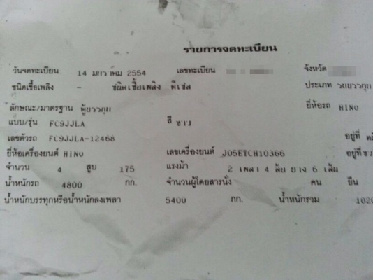 รถฮีโน่ 6 ล้อ ตู้แห้ง 175 แรงม้า ปี 54  สนใจติดต่อ 081 - 6079515