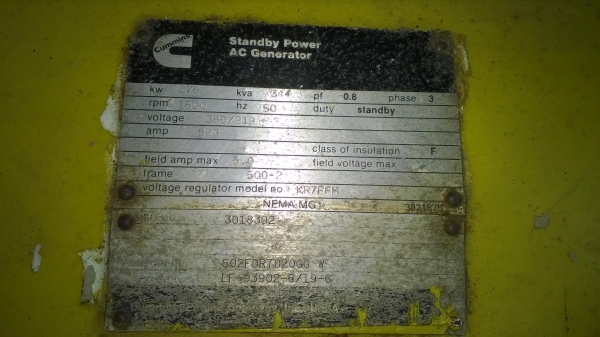 เครื่องไฟ CUMMINS USA. 275kva แท้ๆจากสหรัฐฯสวยๆเดิมๆครบชุด