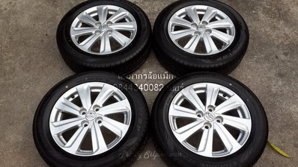 ล้อ15"NewVios 4รู100 + ยาง Bridgestone Ecopia 185/60/15 ปี14 ถอดป้ายแดงตุ่มหน้ายางลางๆ