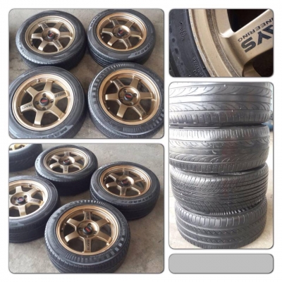 ขายล้อแม็กมือ2 TE37 ขอบ15 กว้าง7+ยาง ราคา 8,500 B ถูก