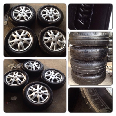 ขายล้อแม็กซ์14 Honda Brio + ยางปลายปี11 ราคา 3,700 บ.ถูก