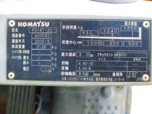 KOMATSU FD18-20ขนาด 1.8ตัน เสาสูง3เมตร เกียร์ออร์โต้ เครื่องดีเซล4D92E ฮิ้งฟอร์ค งากระดกได้ รถญี่ปุ่นแท้ ราคาต่อรองได้0816161541รับประกันเครื่องเกียร์