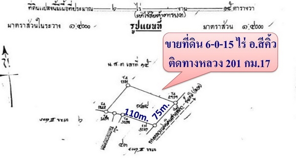 ขายที่ดินเพื่อทำธุรกิจ 6ไร่ 15 ตรว. ติดทางหลวง 201 กม.17 อ.สีคิ้ว